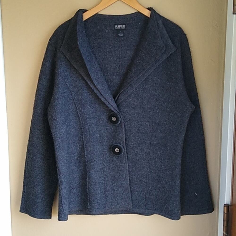 NTCO Natic Traders Lagenlook Cardigan Style Shacket wool classic L